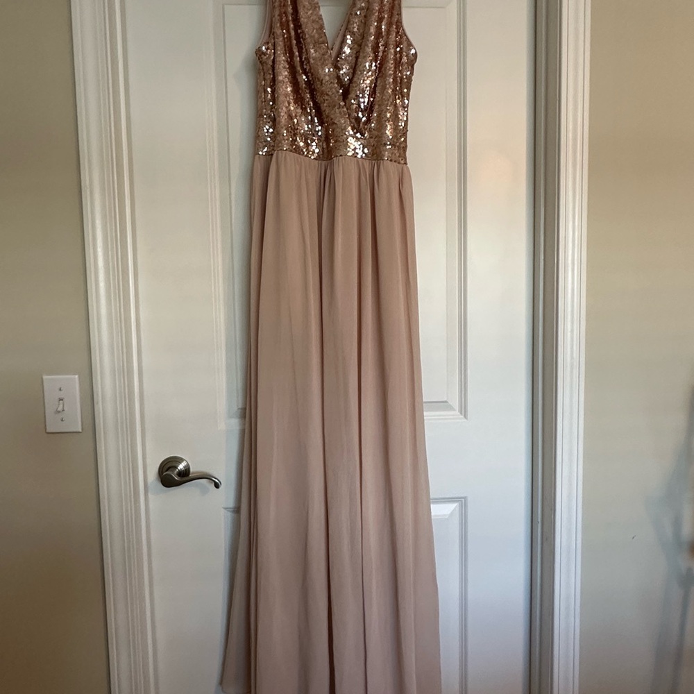 Lulu's Rose Gold Sequin Maxi Dress